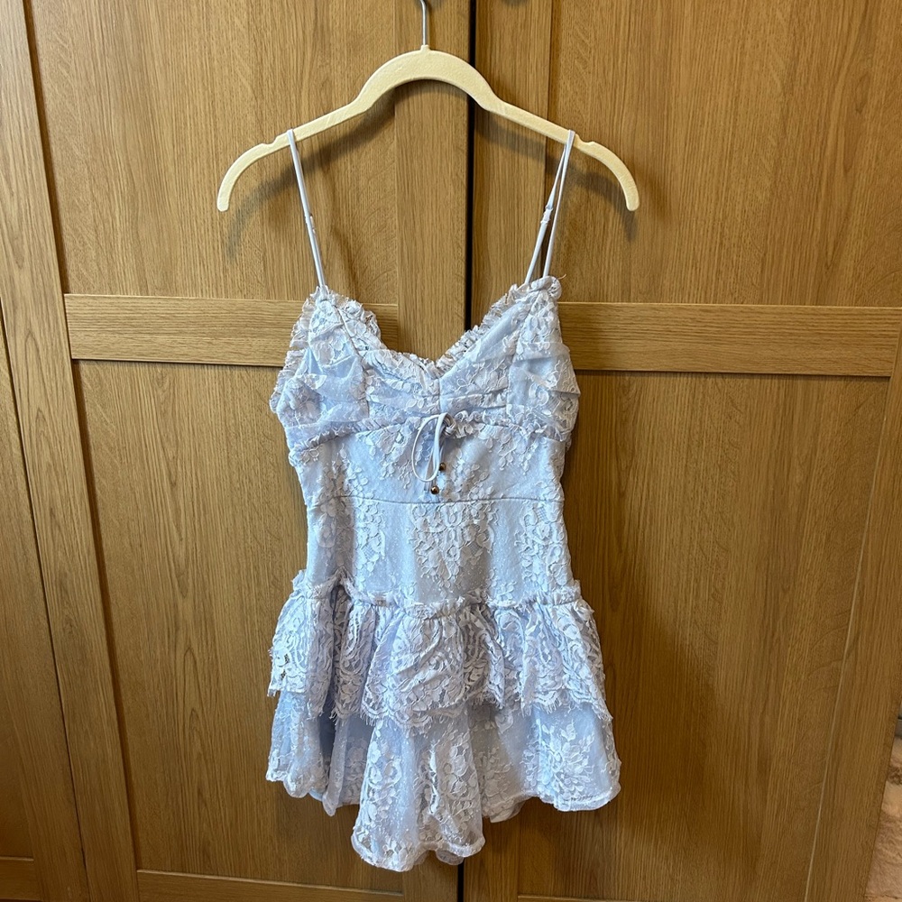 Princess Polly light blue lace ruffle mini dress with adjustable straps